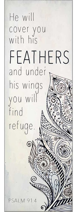 Wall Plaque Feathers-He Will Cover You