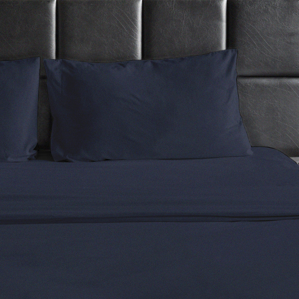 Bluff City Bedding, 1800 Thread Count 4-Piece Set, Navy Blue, Queen
