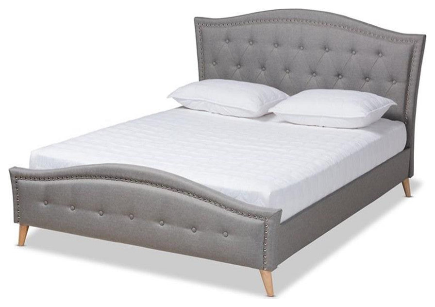 Felisa Modern Grey Fabric Upholster Button Tufted King Platform Bed