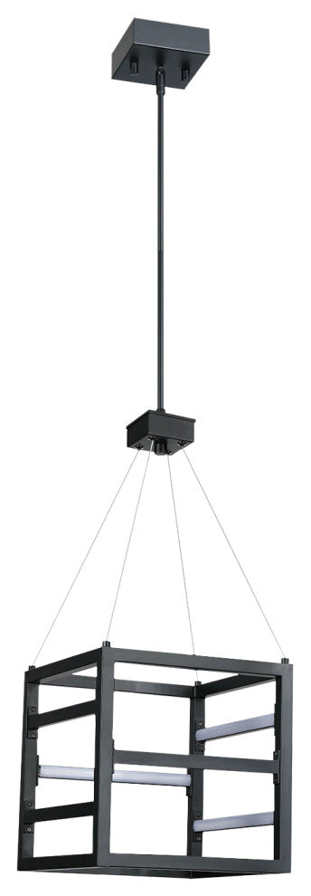 Tivoli 18"or 12" LED Square Pendant, Matte Black Finish, 12" Height X 12" Width