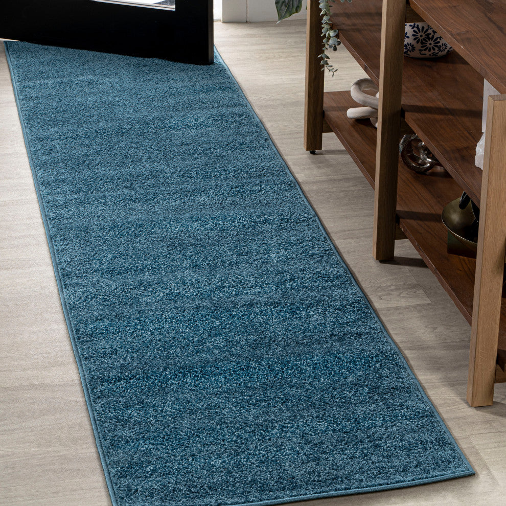 Haze Solid Low-Pile Turquoise 2 ft. x 14 ft. Runner Rug