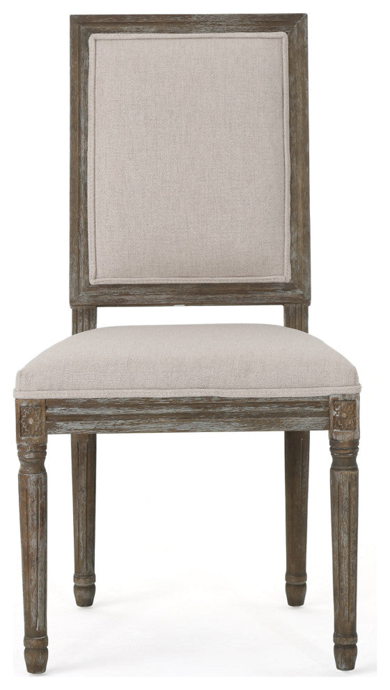 GDF Studio Margaret Traditional Fabric Dining Chairs, Set of 2, Wheat