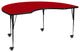 Mobile 48"x72" Kidney Red Thermal Laminate Activity Table, AdjustableLegs