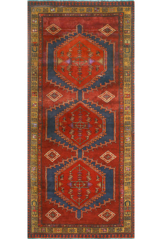 Fine Vintage Distressed Tansu Burgundy/Navy Runner, 3'10x9'10