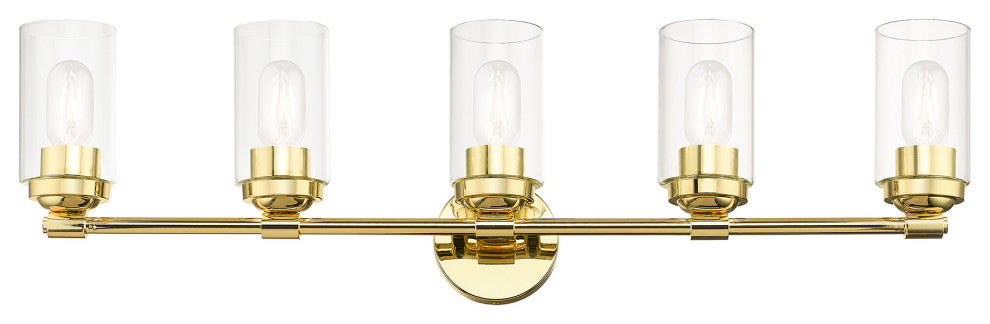 Whittier 5-Light Polished Brass Large Vanity Sconce