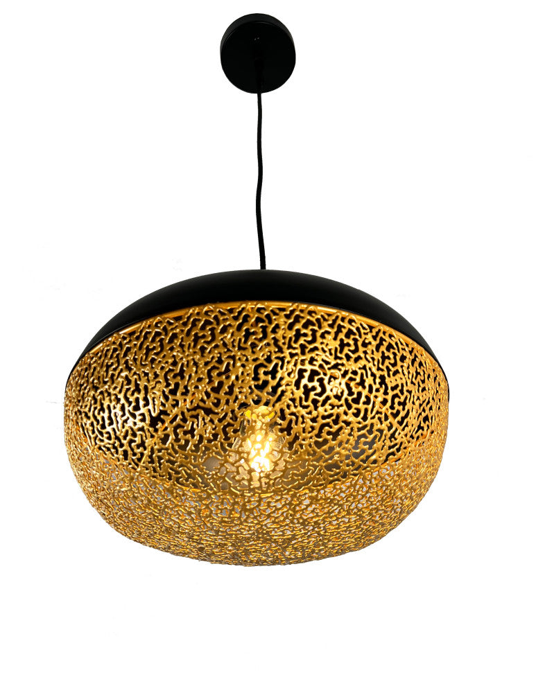 Iktan 1-Light Black and Gold Oval Pendant