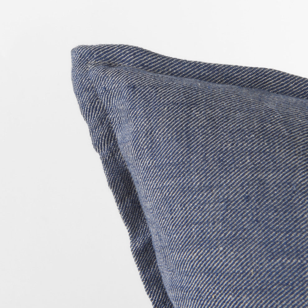 Aubrielle 20Lx20W Gray and Blue Fabric Color Blocked Decorative Pillow Cover