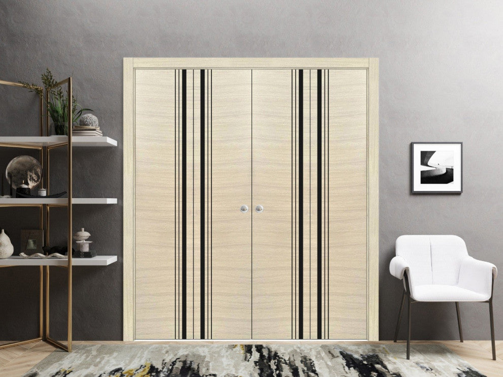 Double Bi-fold Doors | Planum 0011 Natural Veneer with  | Sturdy Tracks