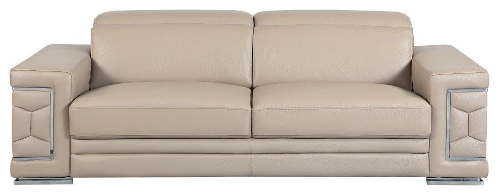 Rome Contemporary Genuine Italian Leather Sofa Beige