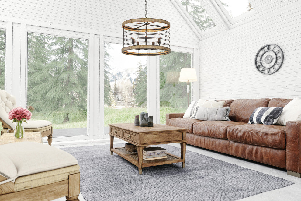 Maxim Lighting Homestead 24" 5-Light Chandelier, Driftwood/Black, 12515DWBK