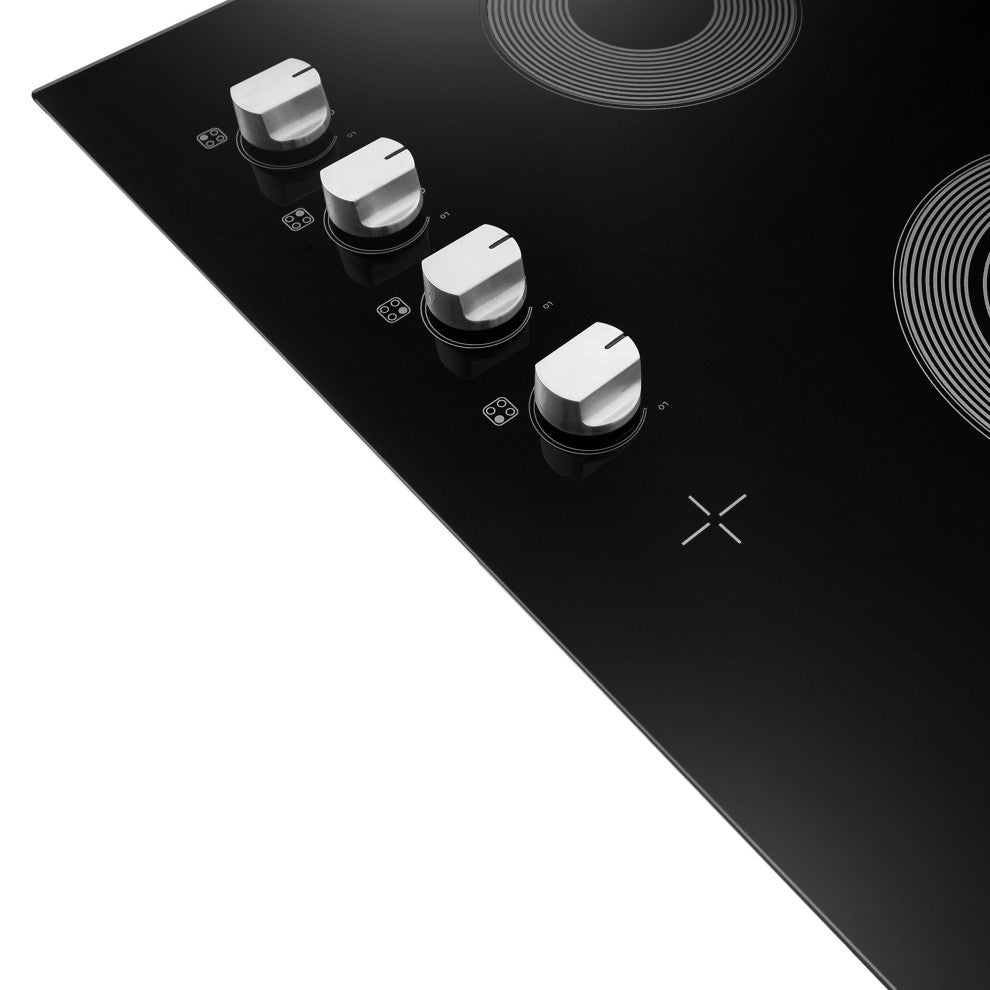30" Electric Ceramic Glass Cooktop, Black With 4 Electric Burners