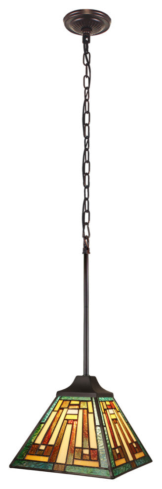 Firman Tiffany 1-Light Mission Ceiling Pendant 8" Shade
