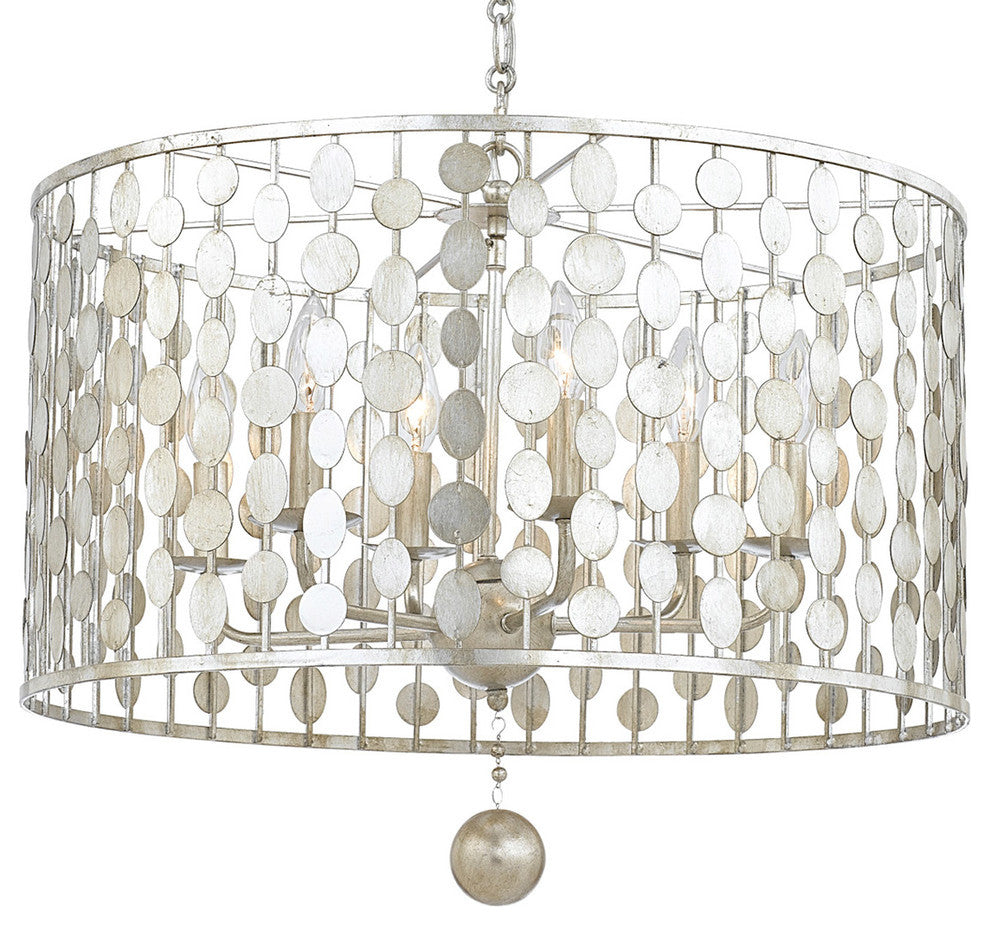 Crystorama 546SA Six Light Chandelier Layla Antique Silver