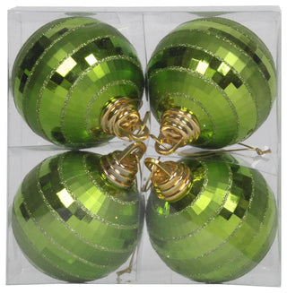 Vickerman 4" Lime Green Shiny-Matte Mirror Ball 4 Box, M151473