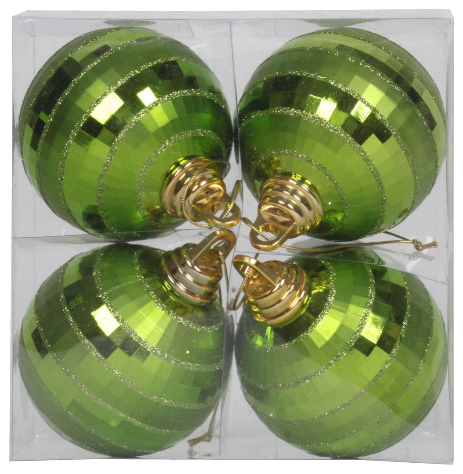 Vickerman 4" Lime Green Shiny-Matte Mirror Ball 4 Box, M151473