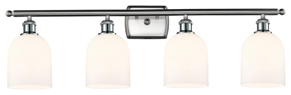 Ballston-Bella 4-Light 36" Bath Vanity Light, Brushed Satin Nickel, Gloss White