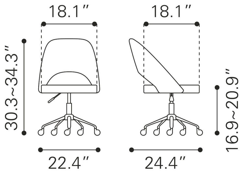 Computer Work Chair, Steel Metal, Gray, Black, Home Business Office
