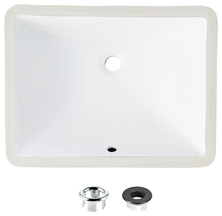 STYLISH 20" Porcelain Rectangular Undermount Bathroom Sink with Overflow