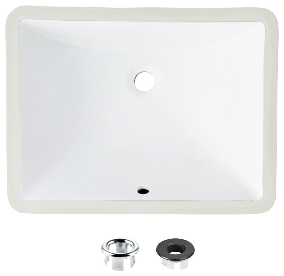 STYLISH 20" Porcelain Rectangular Undermount Bathroom Sink with Overflow