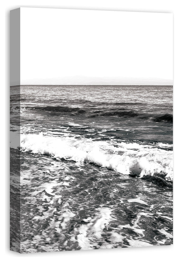 Black and White Ocean Waves 20x30 Canvas Wall Art