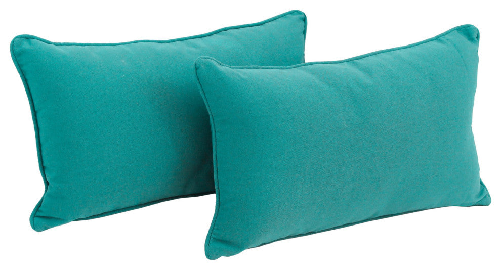 20"x12" Twill Back Support Pillows/Inserts, Set of 2, Aqua Blue