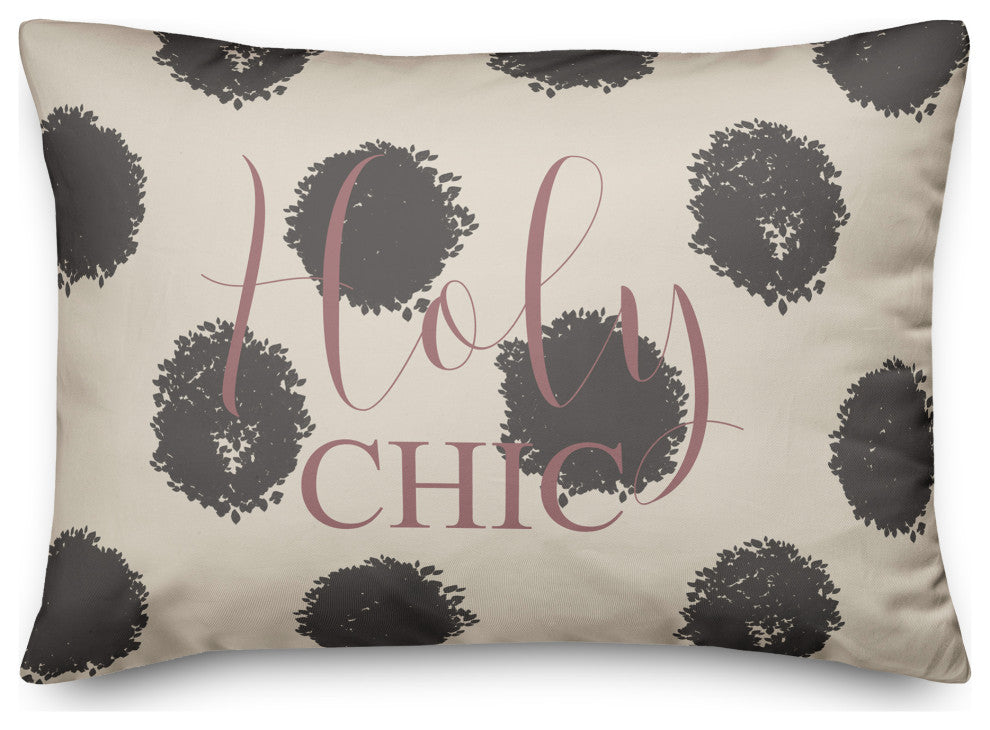 Holy Chic Black Polka Dots on White 20x14 Spun Poly Pillow