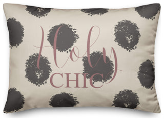 Holy Chic Black Polka Dots on White 20x14 Spun Poly Pillow