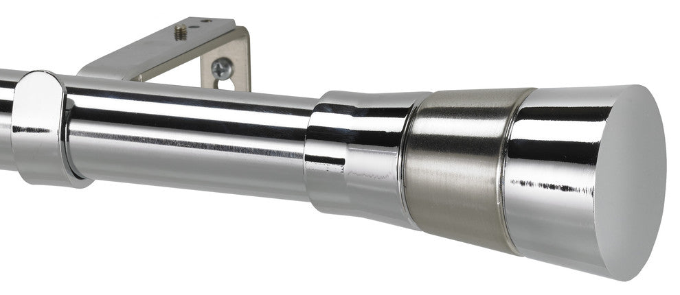 Aeronaut Non-Telescoping Curtain Rod, Chrome-Stainless-Chrome, 120''