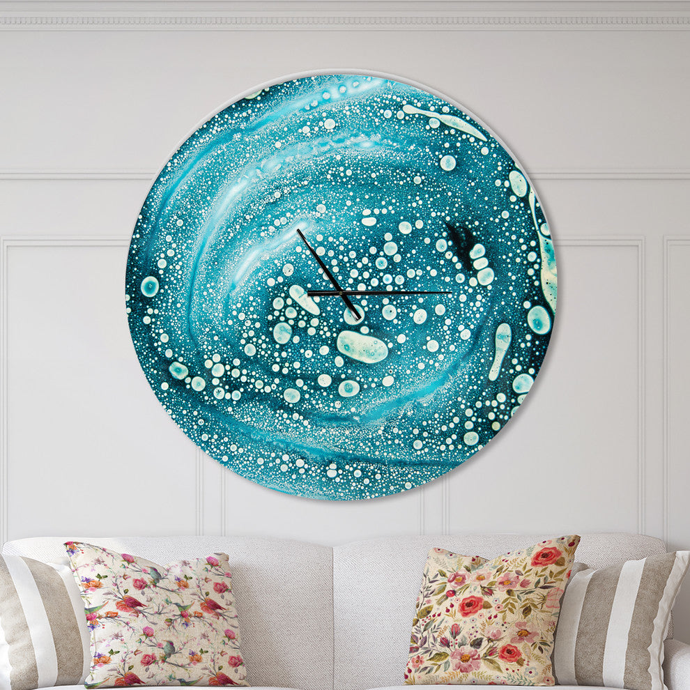 Precious Blue Fabulous Pattern Large Modern Wall Clock, 36x36