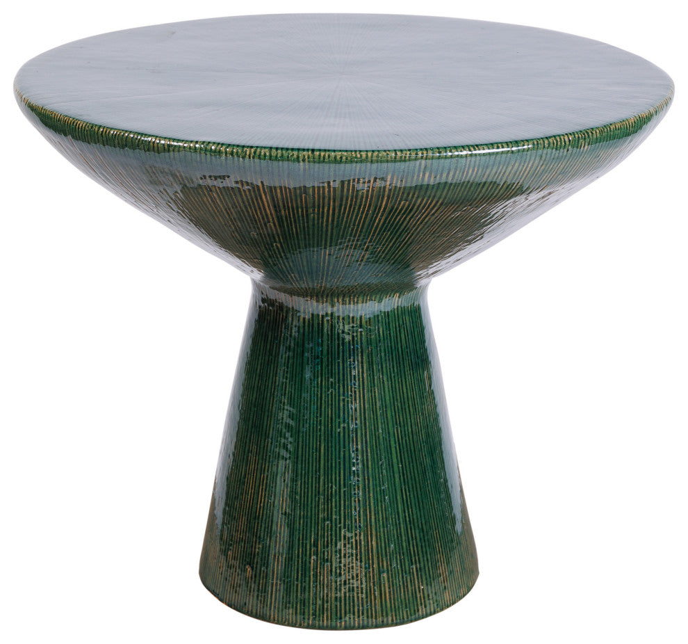 Sunburst Ceramic Round Patio Accent Table