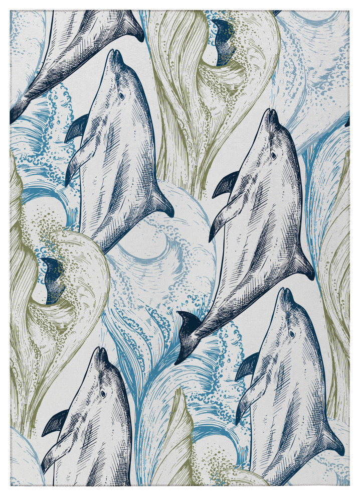 Indoor/Outdoor Harbor HA10 Ivory Machine Washable 5' x 7'6" Rug
