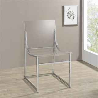 Maklaine 17.75" Modern Metal/Acrylic Dining Side Chair in Chrome