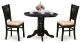 3Pc Dining Set 2 Dining Chair, Kitchen Table Seat, Slatted Chair Back Black