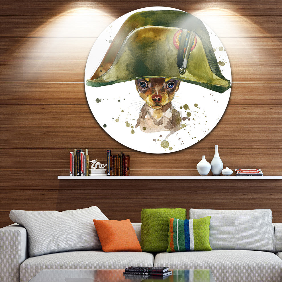 Toy Terrier Dog Graphics Art, Animal Disc Metal Artwork, 38"