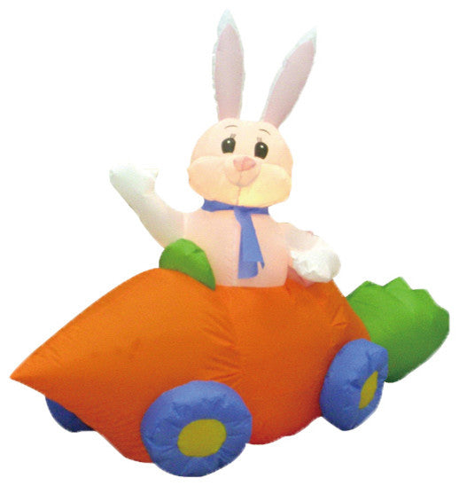 Easter Inflatable Rabbit in Carrot Car, 5' Long