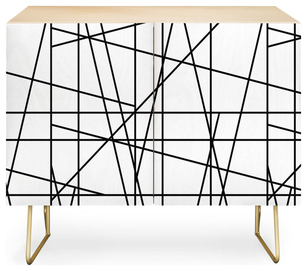 Deny Designs Architecture Credenza, Birch, Gold Steel Legs