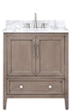 Avanity Everette 30" Vanity Combo in Gray Oak and Carrara White Marble Top