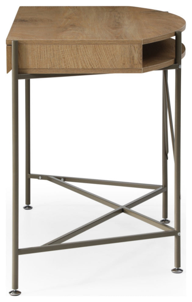 Loft Lyfe Laniya Desk, 2 Storage Drawers, Natural/Bronze