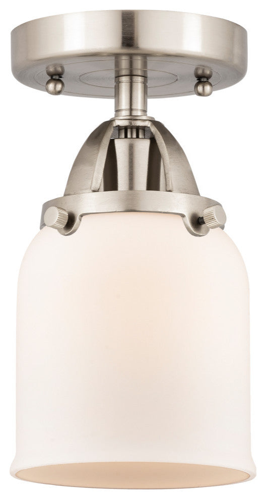 Small Bell Semi-Flush Mount, Brushed Satin Nickel, Matte White, Matte White