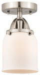 Small Bell Semi-Flush Mount, Brushed Satin Nickel, Matte White, Matte White