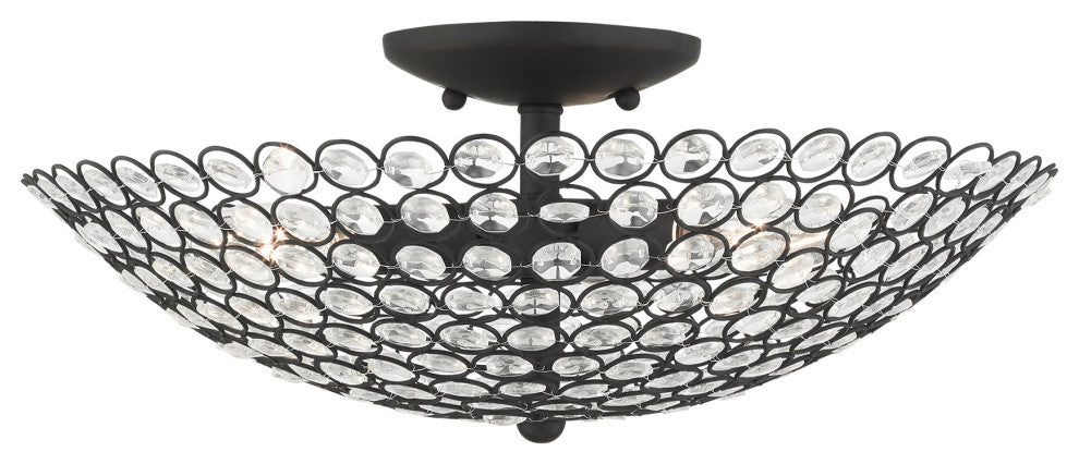 Black Casual, Sparkling, Shimmery, Transitional, Semi Flush