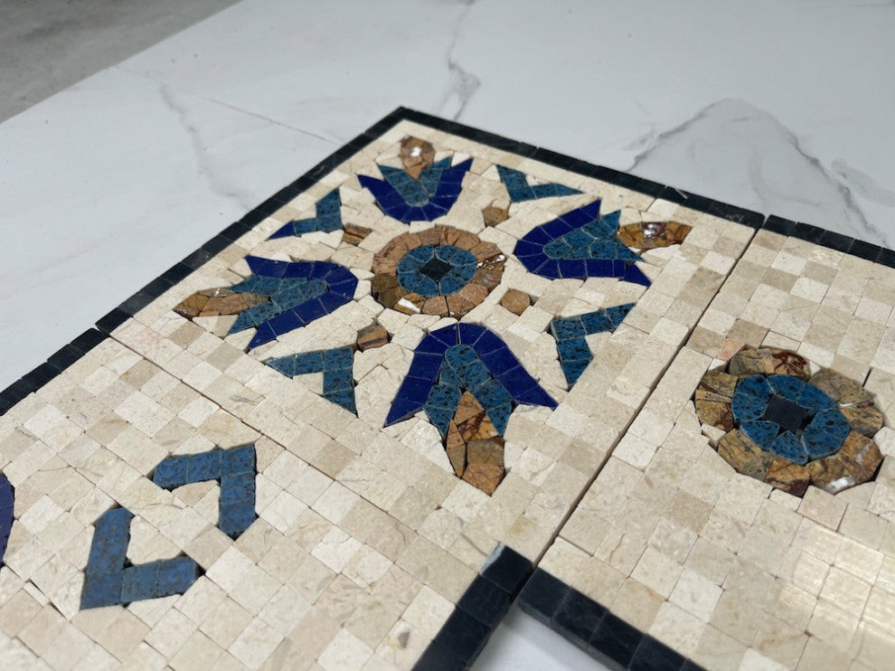 Royal Sapphire 7.1x17.3 Marble Mosaic Border Listello Tile Polished, 1 piece