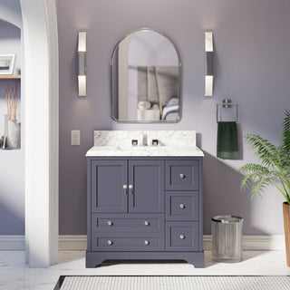 Madison 36" Bathroom Vanity, Marine Gray, Carrara Marble