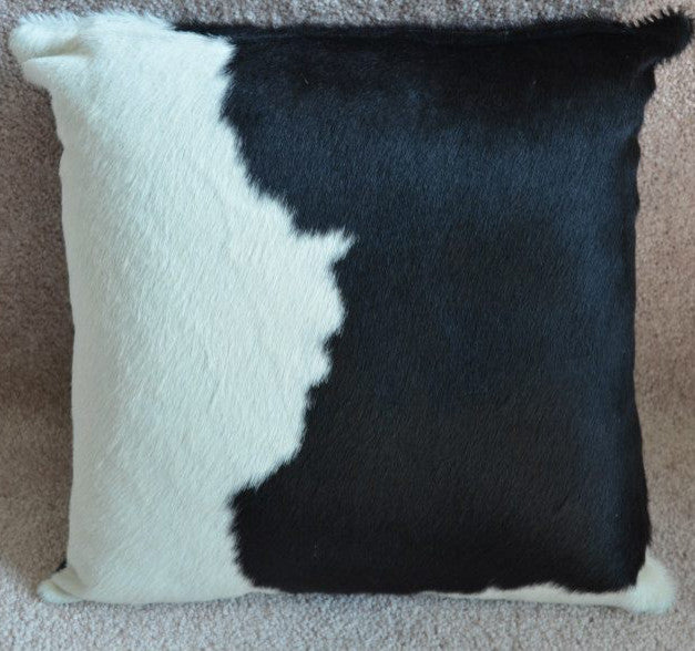 Pergamino Black and White Cowhide Pillows, Double Sided