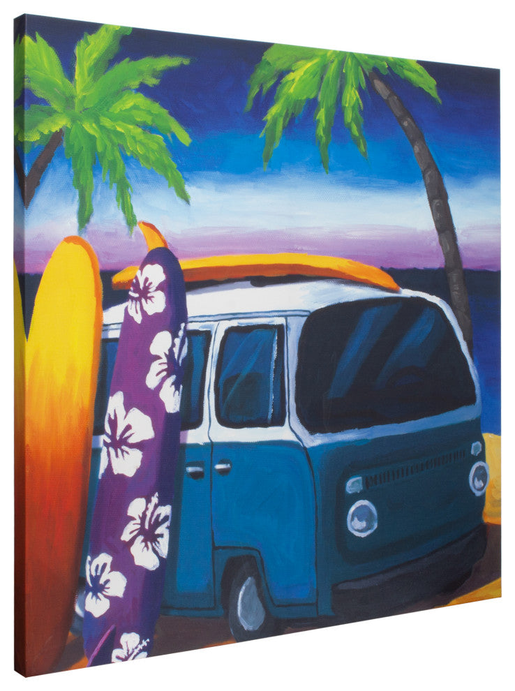 American Art Decor Surf Mini Bus Outdoor Canvas Art Print, 35"x35"