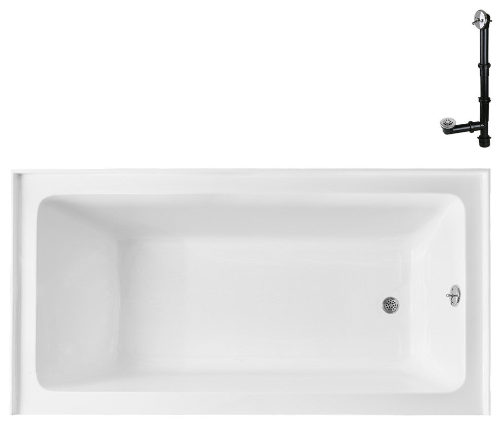 GA-306-14-CH 66"x32" Acrylic Alcove Bathtub, Polished Chrome Drain
