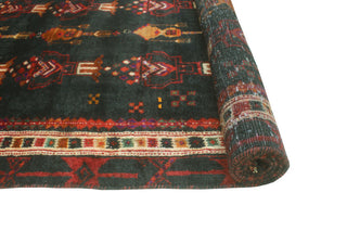 Fine Vintage Distressed Ediz Charcoal/Beige Runner, 3'3x7'5