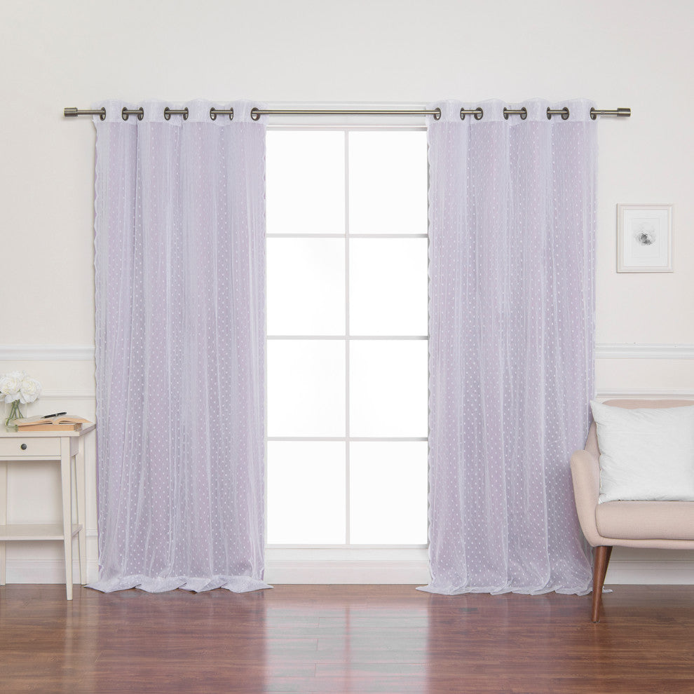 Sheer Pretty Dot and Blackout Curtains, Lavender, 52"x84"