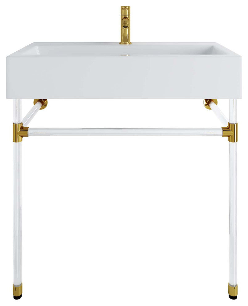 Sink Vanity Cabinet, Wall Mount, White, Ceramic, Stainless, Modern, Bathroom