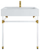 Sink Vanity Cabinet, Wall Mount, White, Ceramic, Stainless, Modern, Bathroom